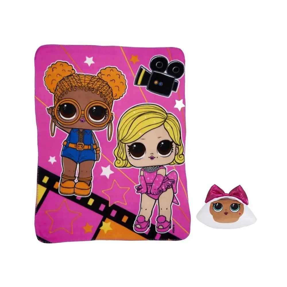 LOL Surprise Fleece Throw Blanket and Diva Hugger Pillow Set